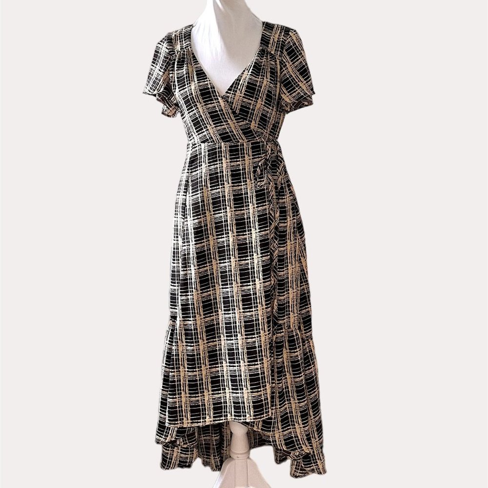 Urban Outfitters Black and White Plaid Midi Dress